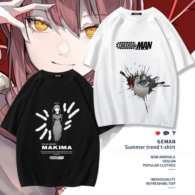 Men Accessories For Gift - チェーンソーマンアニメマキマポチタ周辺半袖 Tシャツ面白い女性の男性多用途女性服クリスマスギフト