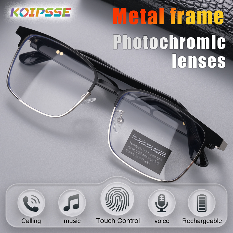 Men'S Accessories Glasses - Koipsse スマートグラス メタルフレーム 色が変わるレンズ 多機能ワイヤレス Bluetooth