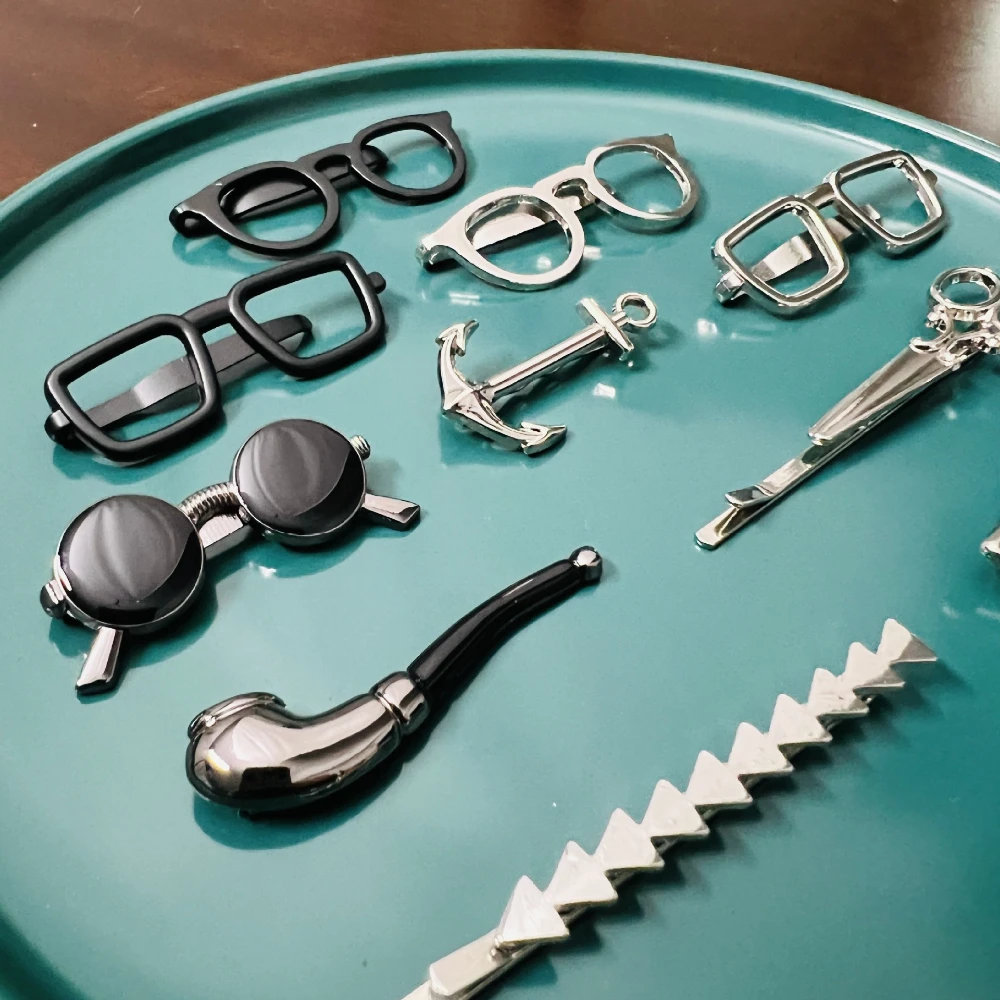 Men'S Minimalist Accessories - 韓国メタル眼鏡フレームパイプポケットミニマリストスタイルネクタイクリップファッショントレンディな明るいシルバーカラーアクセサリージュエリー男性用