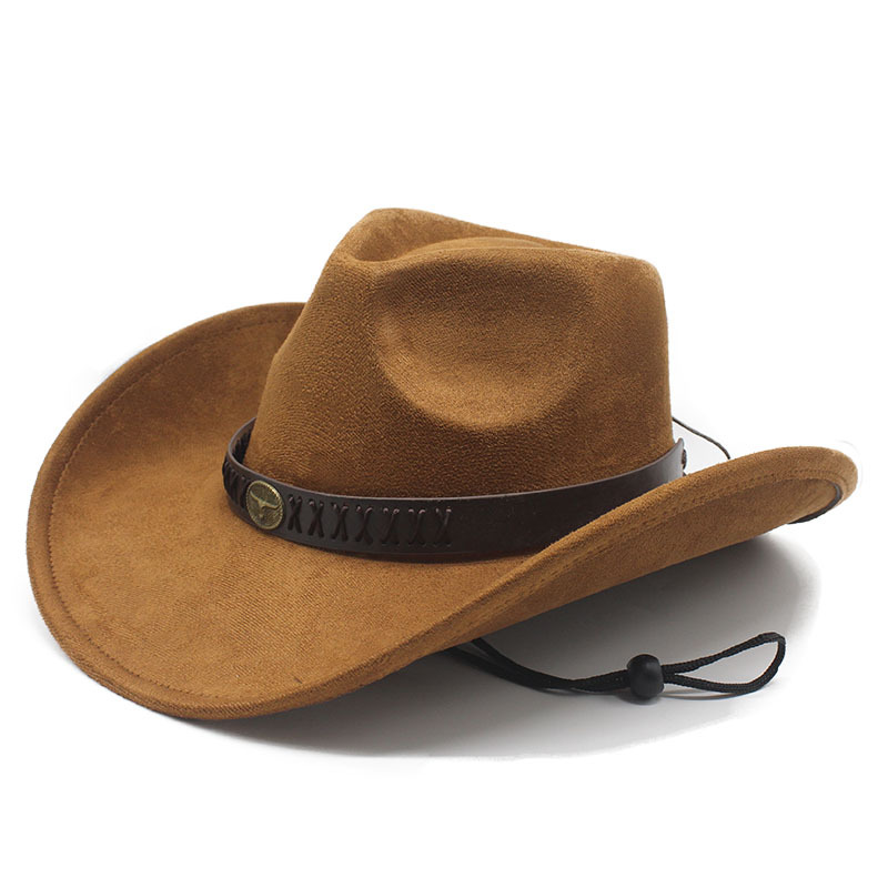 Men'S Accessories Go Outdoors - 新しいスタイルの牛革ベルトアクセサリー付きロールブリムフェドラハット、男女兼用アウトドアスエードジャズハット