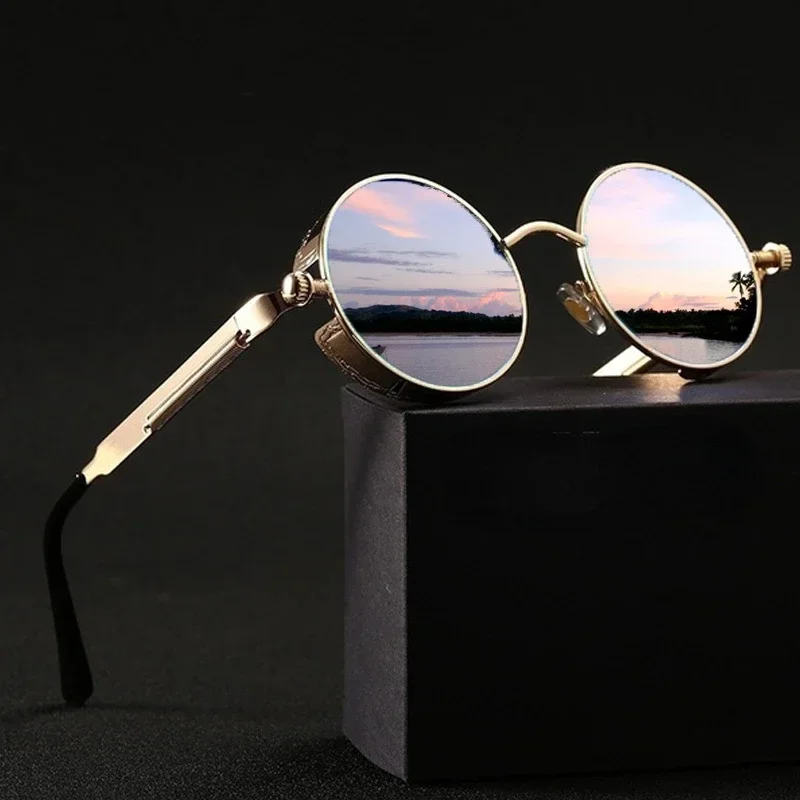 Men'S Accessories Glasses - クラシックなスチームパンクサングラス男性と女性用レトロラウンドメタルフレームサングラス UV400 アイウェア