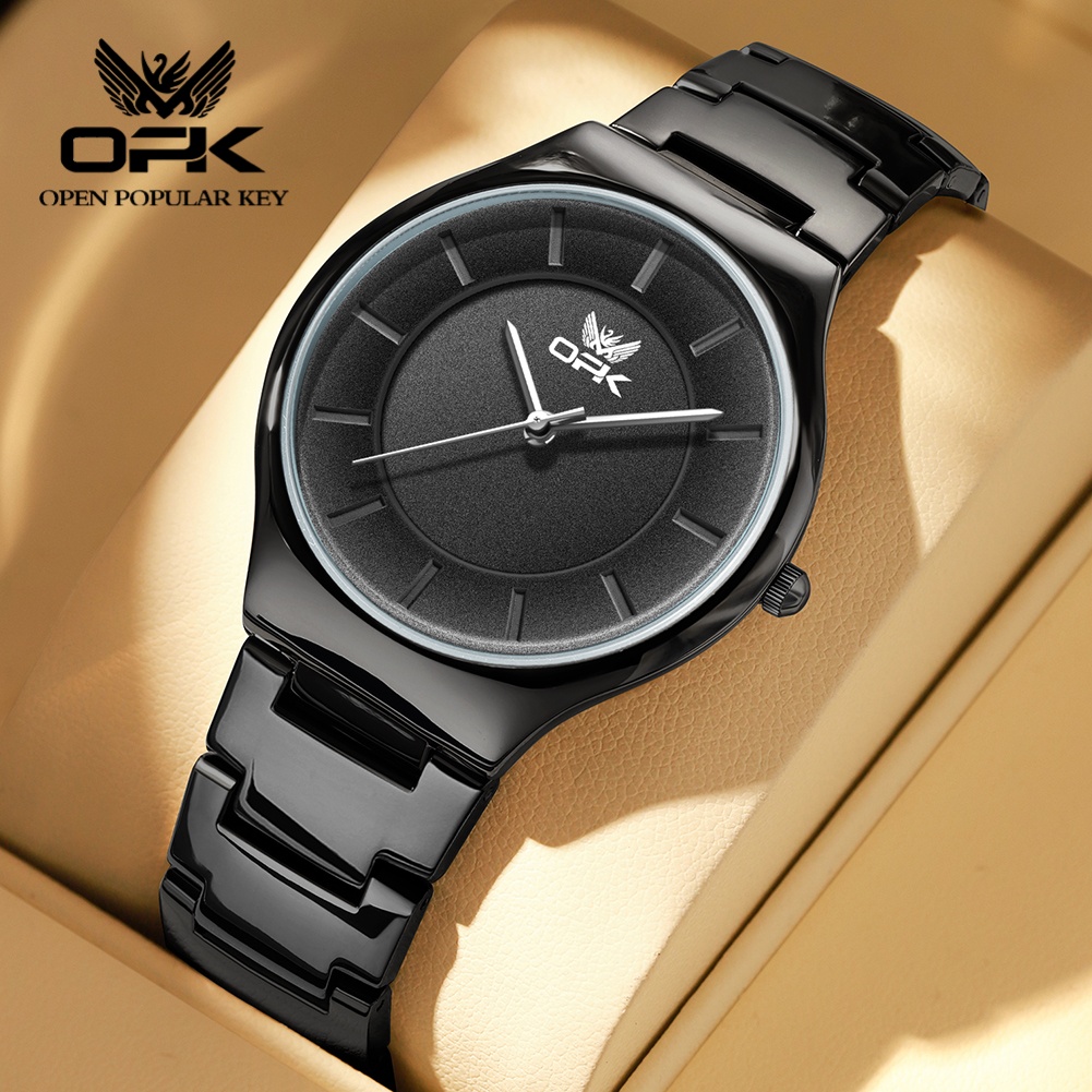 Men'S Minimalist Accessories - OPK 6078 男性女性オリジナルクォーツムーブメント腕時計エレガンスミニマリストラウンドダイヤル合金リンクブレスレット 30 メートル防水時計