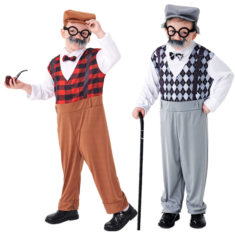 Men'S Accessories Glasses - ハロウィンコスプレ老人コスチューム子供用学校100日記念おじいちゃんコスチュームアクセサリー帽子メガネひげギャングスターを含む