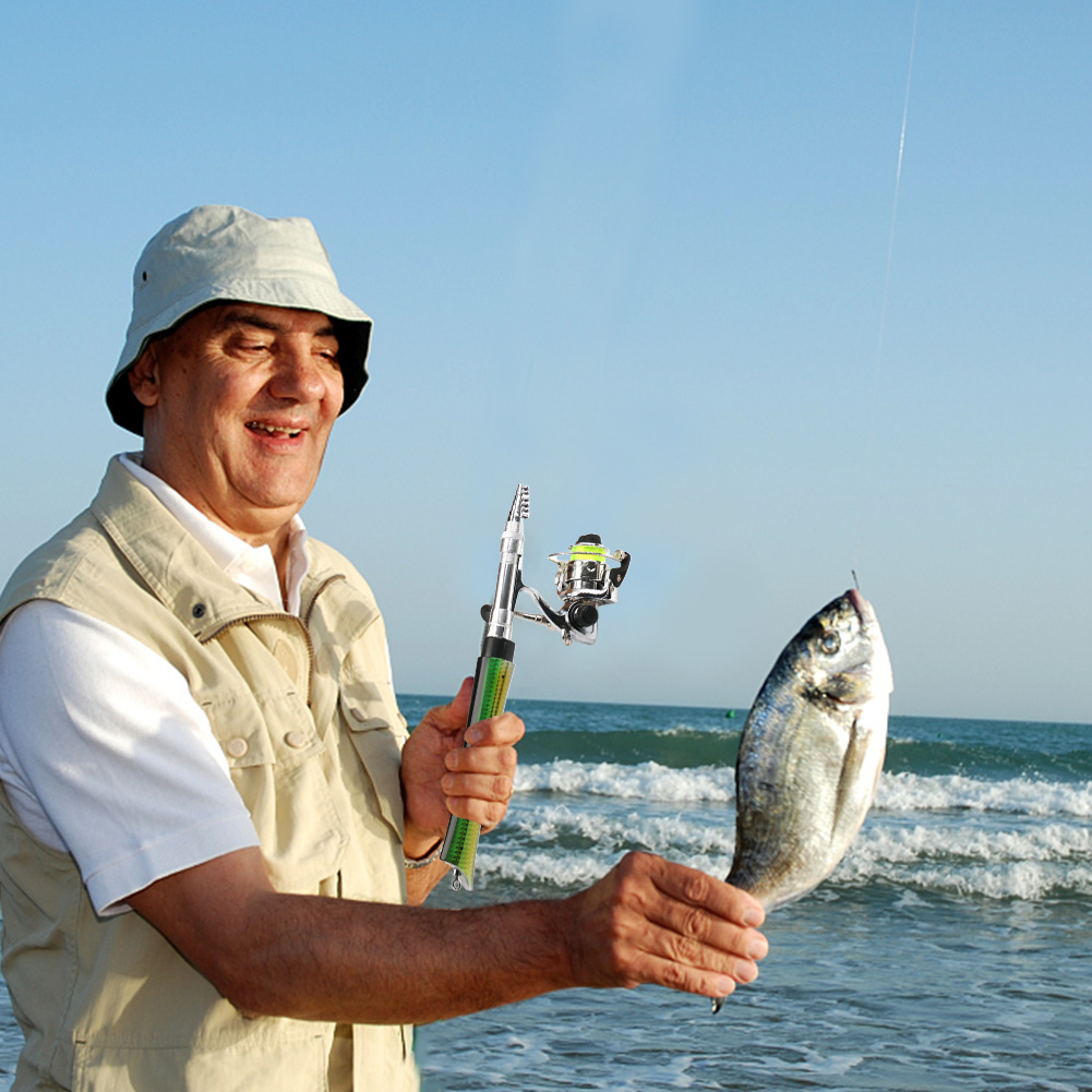 ポータブル魚型釣り竿リールコンボ伸縮式ミニポケットペン旅行釣 - Men Accessories Combo Gift のレビューと価格