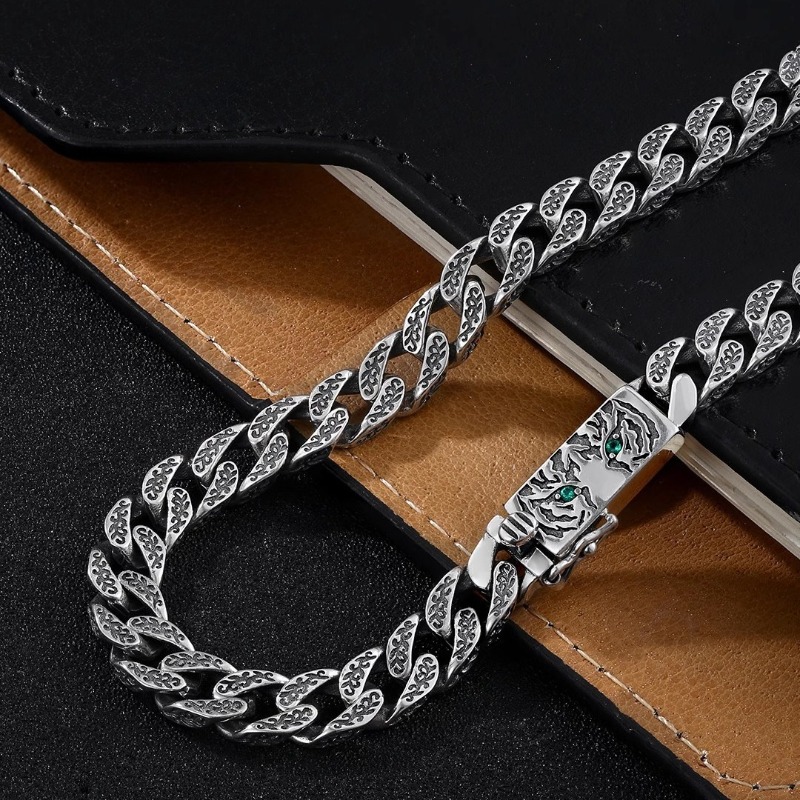 大胆なタイガープリントのキューバンチェーン メンズ 厚手 ヒ - Men'S Accessories Instagram のレビューと価格