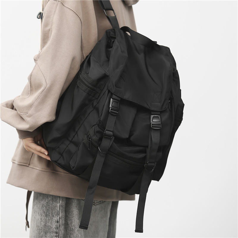 黒ナイロン防水バックパック巾着ショルダーバッグ男性旅行バック - Men'S Accessories Backpack のレビューと価格