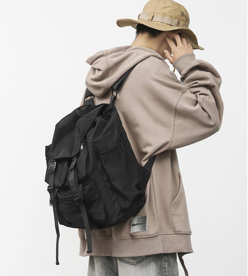黒ナイロン防水バックパック巾着ショルダーバッグ男性旅行バック - Men'S Accessories Backpack のレビューと価格