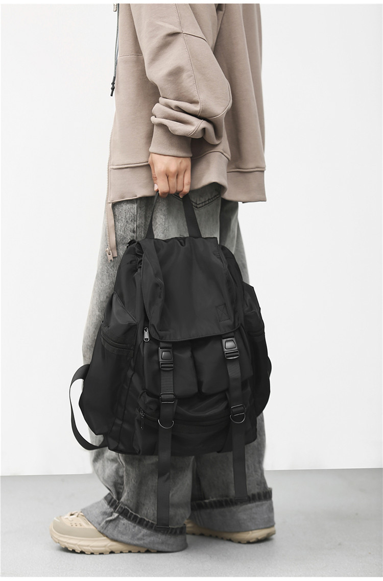黒ナイロン防水バックパック巾着ショルダーバッグ男性旅行バック - Men'S Accessories Backpack のレビューと価格